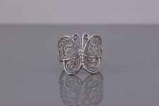 Sterling Silver 18mm Ornately Detailed Filigree Butterfly Band Ring 925 Sz: 7