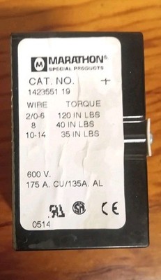 Marathon 1423551 19 Wire Torque Power Terminal Block 600V
