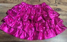 Somlatrecy Girls Size 7 Metallic Hot Pink Tiered Ruffle Skirt Shiny Party Dance