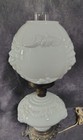 Gone with the Wind Vintage Milk Glass Lion Head Table Lamp Flowers & Lions — photo 3