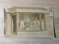 “TOFTS STEAM BAKERY & GROCERS” EARLY 1900s REAL PHOTO SHOP FRONT POSTCARD