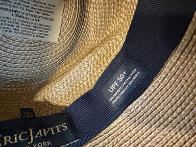 Eric Javits Packable Straw Fedora Sun Beach Hat Squishee 50+ UPF