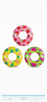 3PK Intex 42'' Tropical Swim Tubes w/Handle Watermelon, Pineapple, & Strawberry