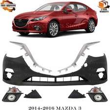 Front Bumper Cover Paintable Plastic Grille Trims Kit For 2014-2016 Mazda 3 Front Bumper Cover Paintable Plastic Grille Trims Kit For 2014-2016 Mazda 3