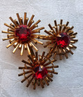 2 LARGE Vintage Atomic Starburst Rhinestone Brooches & Matching Earrings — photo 10