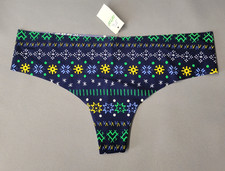 Aerie Thong Panties Womens M Blue Super-Soft Lightweight Abstract Print New