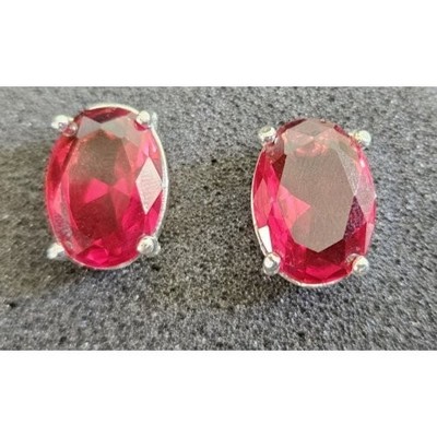 Oval Red Ruby 3 ct Gemstone Stud Earrings
