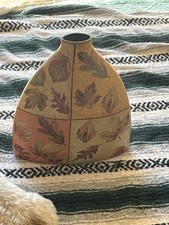Ceramic Leaf Pattern Decorative Vase Fall Autumn Decor