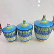 Certified International Colorful Kitchen Canister Set Of 3 Joyce Shelton Giftset