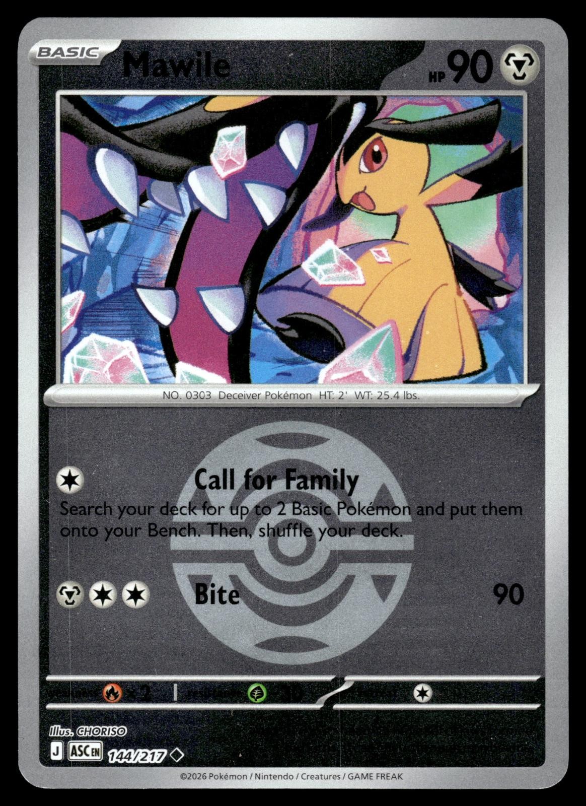 Mawile (Dusk Ball) 144/217 Uncommon Ascended Heroes Pokemon Reverse Holo NM