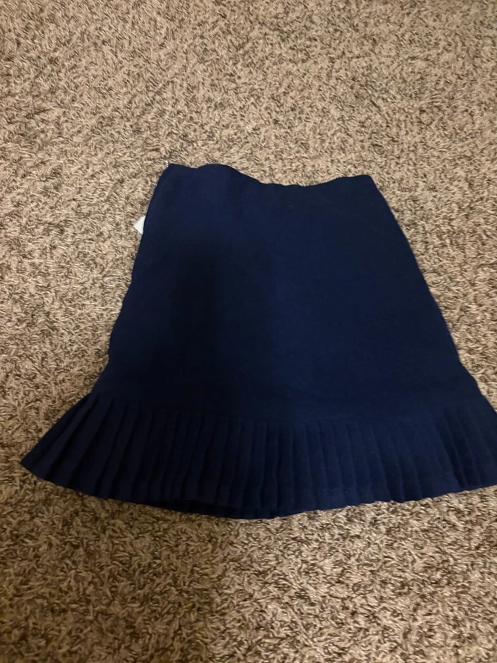 Deux Par Deux 百褶裙 6 海军蓝全新带标签全新纹理复古风格拉链 — 第 3/3 张图片