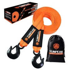 Tow Strap with Hooks, 2" x 20ft (15,000lbs) Heavy Duty 15,000LBS Orange