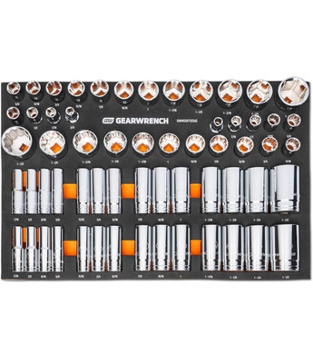 GEARWRENCH 60 Piece 1/2  Drive Master SAE Socket Set in Foam Storage Tray