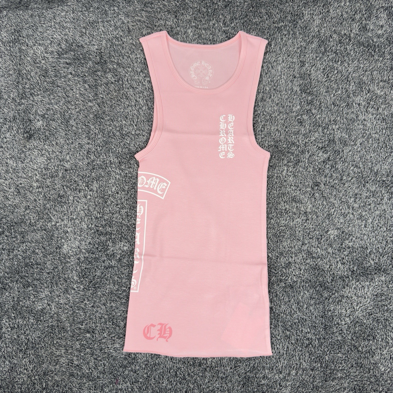 Chrome Hearts Ribbed Pink Tank Top For Women 100% Cotton Size S