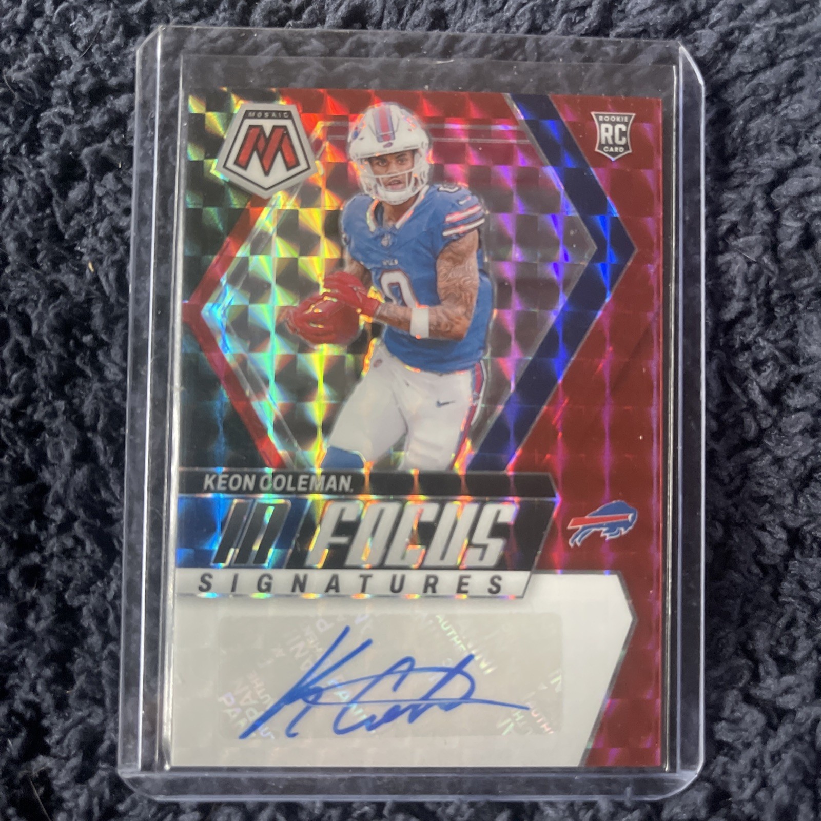 2024 Mosaic #IF-KCN Keon Coleman RC In Focus Red Mosaic Auto /199 Buffalo Bills