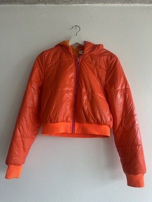 Adidas Stella Sport 'Comfort' Puffer Short Crop Jacket Orange Women's XS X-small