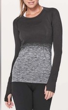 Lululemon Swiftly Tech Long Sleeve Crew Top Size 10 Black White Ombre Activewear