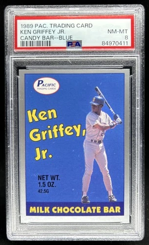 1989 Pacific Trading Card Ken Griffey Jr Candy Bar Blue Rookie RC PSA 8