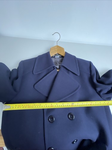 Dhobi Mens Navy Pure New Wool Peacoat Size M 38” Chest Double-Breasted Overcoat - Picture 11 of 13