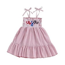 Toddler Girl 4th of July Outfit Little Girls USA Stripes 12-18 Months Red
