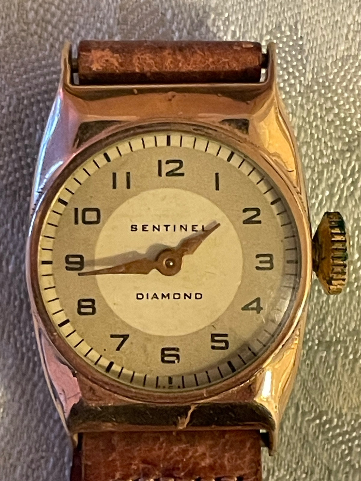 Sentinel Diamond Watch Gold Plate For Repair Or Parts
