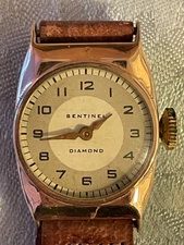 Sentinel Diamond Watch Gold Plate For Repair Or Parts