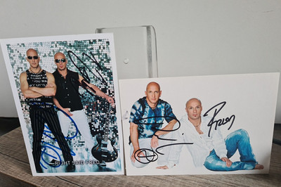 2 x Autogramm - RIGHT SAID FRED - original signierte Autogrammkarten