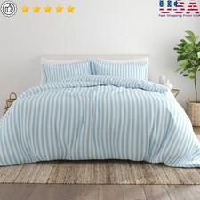 3-Piece Striped Duvet Cover Set Soft Microfiber Bedding Easy Care Hypoallergenic