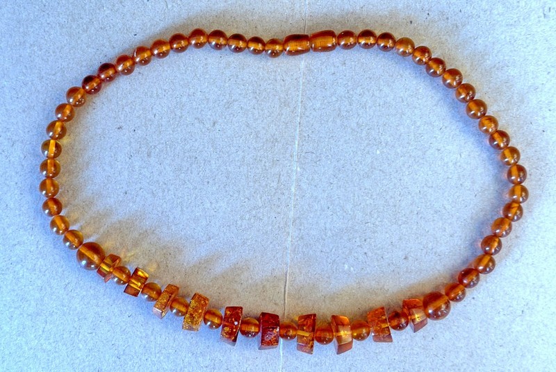 New Vintage Natural Amber Mixed Color Round and Chip Beaded Necklace 20 inches