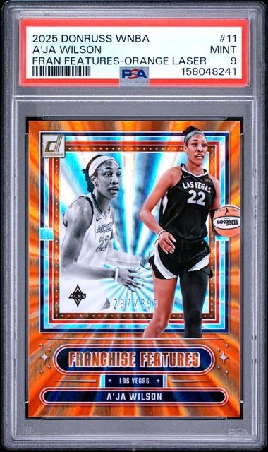 PSA 9 2025 Donruss WNBA Aja Wilson Franchise Features #11 Orange Laser /399 view 1