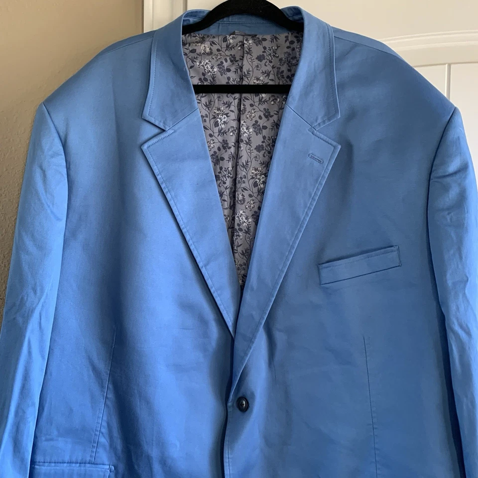 OAK HILL Mens Blazer Sport Coat Casual Jacket Size 4XLT COTTON SPANDEX Suit Blue - Image 2 of 4