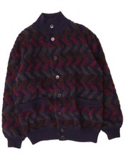 Missoni Mens Reversible Cardigan Sweater IT 48 Medium Navy Blue Chevron AK08
