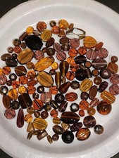 Mixed Lot of 122 Loose Glass Beads Shades of Brown