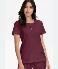 Koi Lite Serenity L Wine Scrub Top Slim Fit Performance Stretch