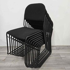 Conference Chair, Stackable, Black Fabric & Metal Skid Frame