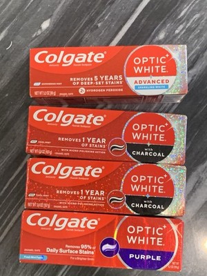 Colgate Optic White Toothpaste Lot 4 Charcoal Purple Advanced New