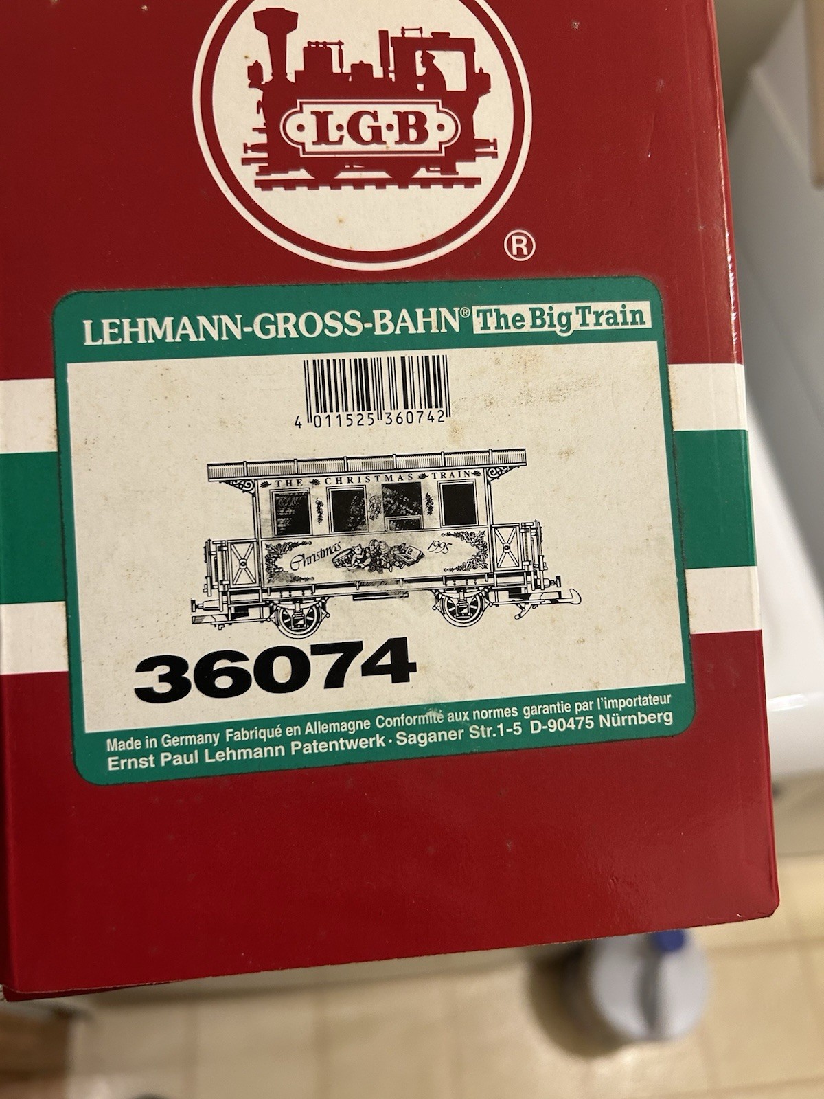 LGB 36074 Christmas 1995 Passenger Car, G Scale, Rare, NEW, Ideal Gift