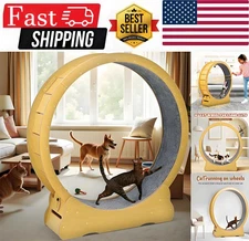 TOYANDONA Cat Exercise Wheel 52" Large Cat Treadmill Wheel for Indoor Cats Beige