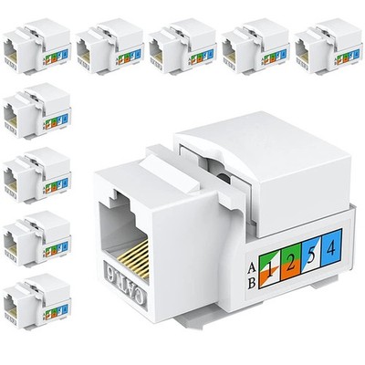 Cat6 RJ45 Keystone Jacks - 1 Gbit/s, 10 Stück inkl. Staubschutzhüllen