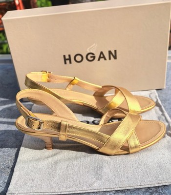 Neu OVP Hogan Sandalen Gold Hochzeit Gr.36,Slingpumps,Sandalette