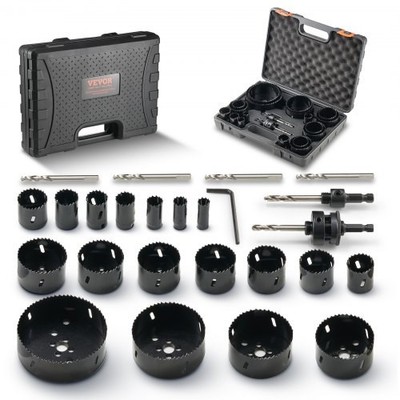 Hole Saw Kit, 18 PCS Saw Blades, 6 Drill Bits, 1 Hex Wrench, General Purpose Siz