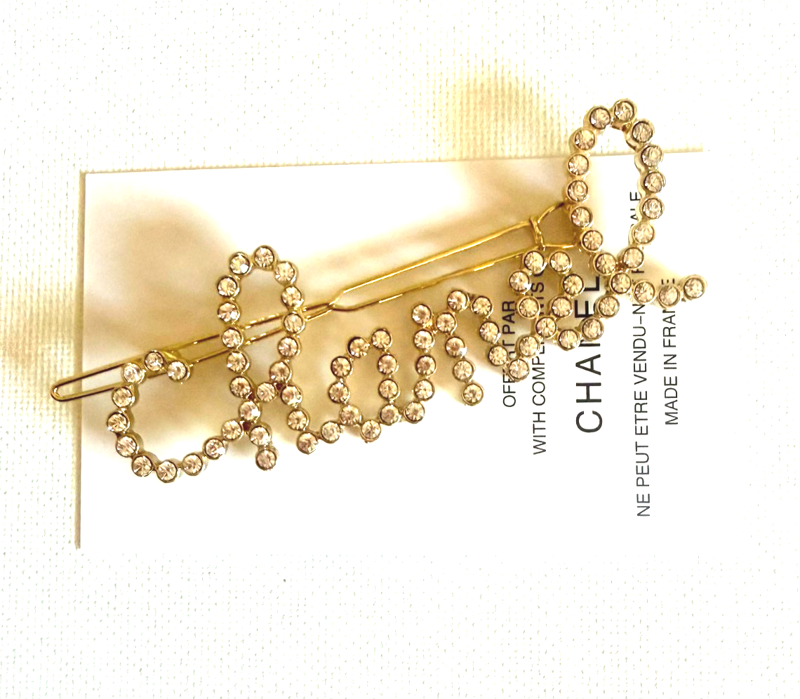 Chanel Beauty Vintage Hair Accessory Gold Tone Metal with Crystals