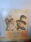 M.A. TAYLOR CATS IN HATS Emporium Vintage Metal Tin Sign 1993 Made In USA