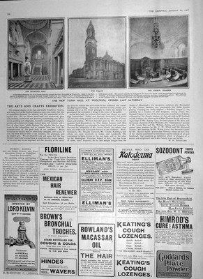 Original alter antiker Druck 1906 Rathaus Woolwich Ratskammer Gree 20.