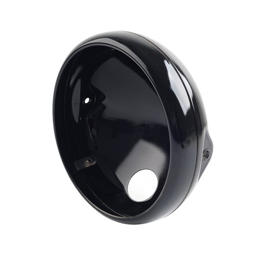 Glossy Black 7" Motorcycle Round Headlight Headlamp Housing Cover Bucket - Picture 5 of 9