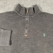 VTG Polo Ralph Lauren 1/4 Zip Pullover Sweater Big  Tall Mens XLT Faded Gray