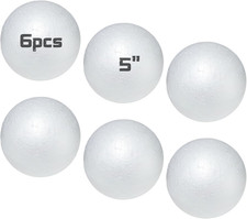 6Pc Styrofoam Balls,5 Inch DIY White Foam Balls for Crafts,Smooth Solid Foam Bal