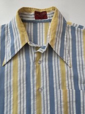 1970 s Van Heusen MEN S LARGE;Stripe;Point Collar.Button Up;Long Sleeve 16/34