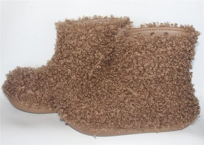 Crocs Crush Doodle Poodle Curls Faux Fur Rubber Interior Durable Boots W-7 NWT