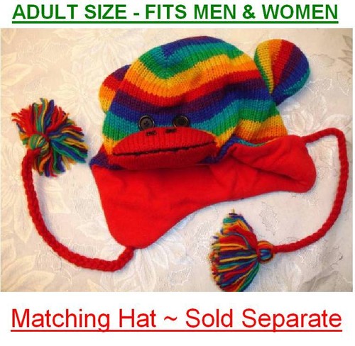 deLux SCHÖNE REGENBOGENSOCKEN AFFE FÄUSTLINGE Fleece GEFÜTTERT Strick ERWACHSENE Kostüm MÜTZE SEPARAT - Bild 5 von 7